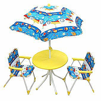Childrens Garden Table And Chair Set With Parasol Kids Garden Set