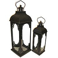 Deville Filagree Black Candle Lanterns Set of 2