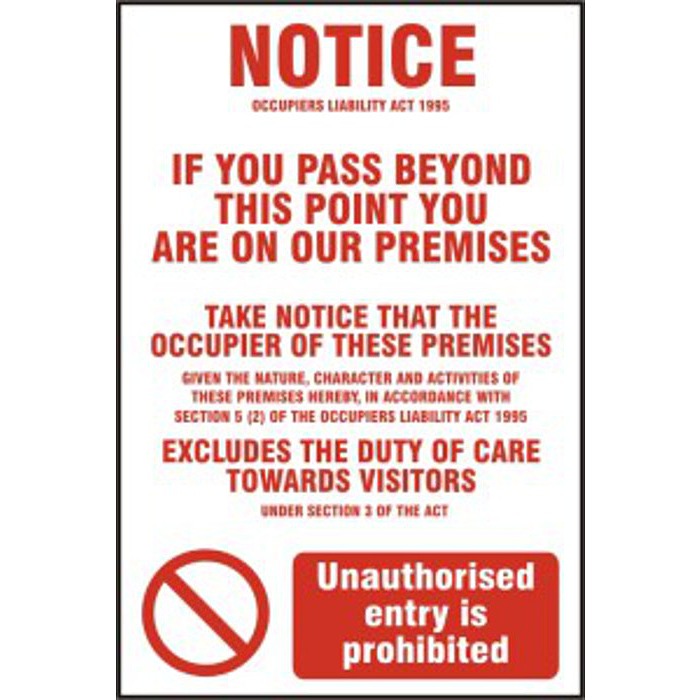 Occupiers liability act 1995 essay