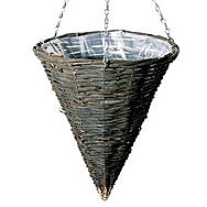 Willow Cone Shaped Hanging Basket and Chain - 14"
