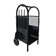 Deville Metal Log Cart With Companion Set Black 977862