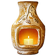 Gardeco Tabletop Chimenea Grapes With Vanilla Scented Candle