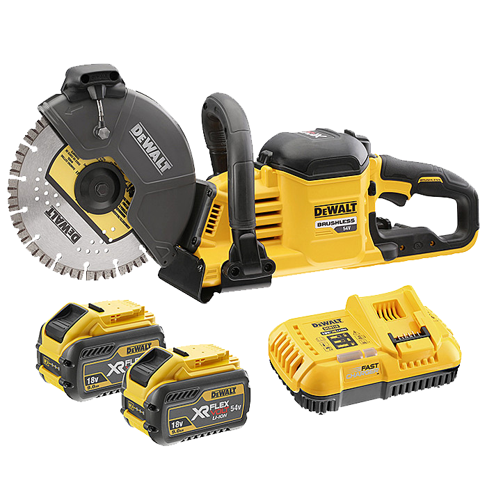 DEWALT DCS690X2 XR FlexVolt 54V Cut Off Saw & 2x 9.0Ah Batteries