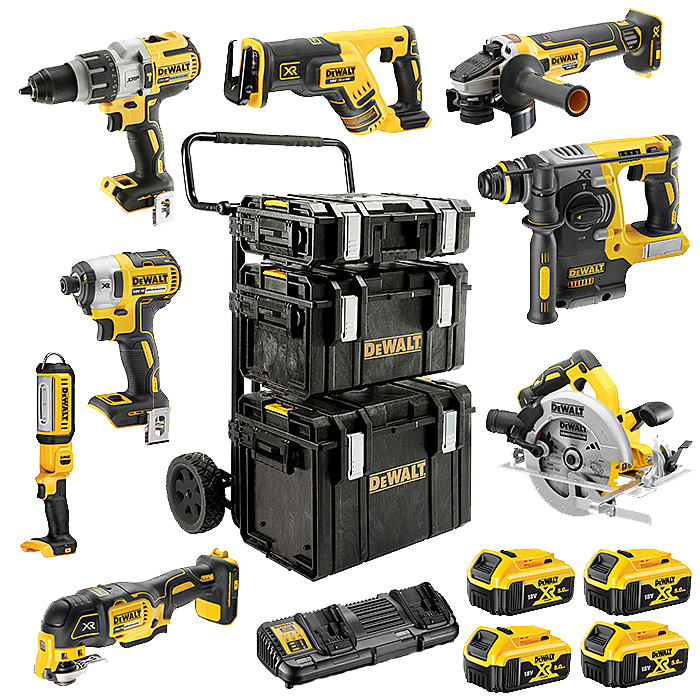 DEWALT 8 Piece ALL Brushless 18V Powertool Kit 4 x 5.0Ah