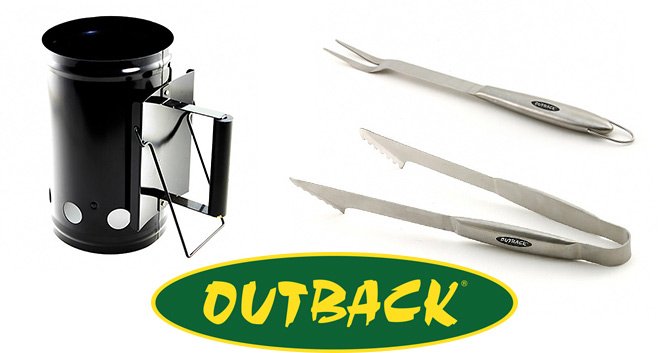 Outback charcoal starter stainless steel BBQ fork stainless steel BBQ tongs
